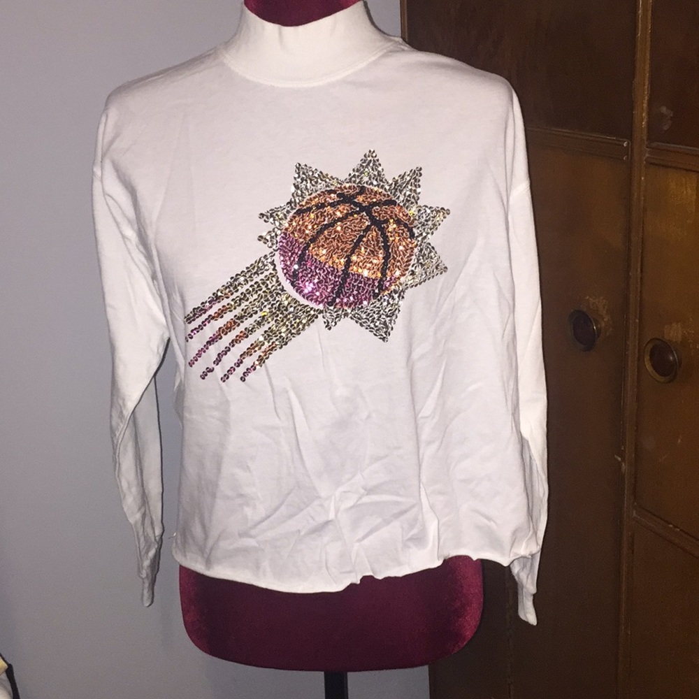 West island small white shirt basketball glittery